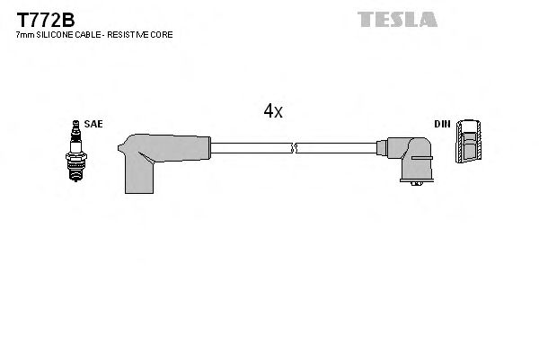 Комплект проводов зажигания TESLA T772B