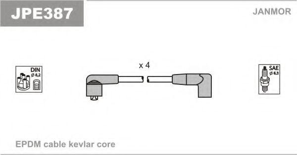 Комплект проводов зажигания JANMOR JPE387