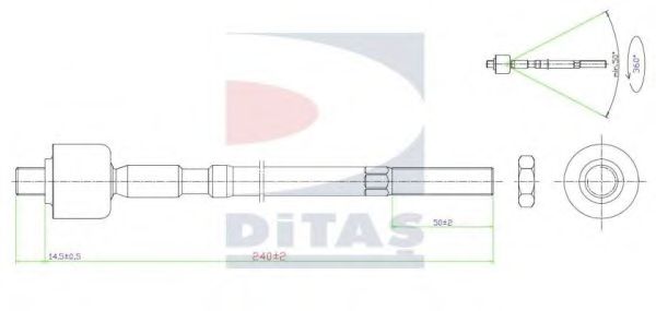 Осевой шарнир, рулевая тяга DITAS A2-5387