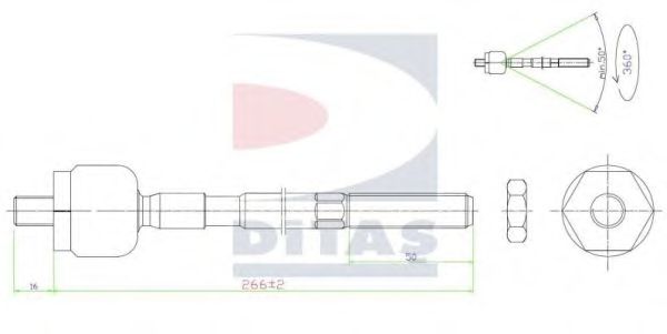 Осевой шарнир, рулевая тяга DITAS A2-5647