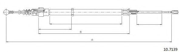 Трос, стояночная тормозная система CABOR 10.7139