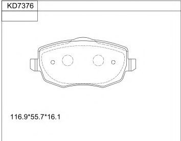 Комплект тормозных колодок, дисковый тормоз ASIMCO KD7376