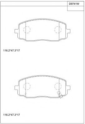 Комплект тормозных колодок, дисковый тормоз ASIMCO KD9741W