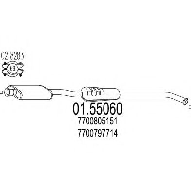 Средний глушитель выхлопных газов MTS 01.55060