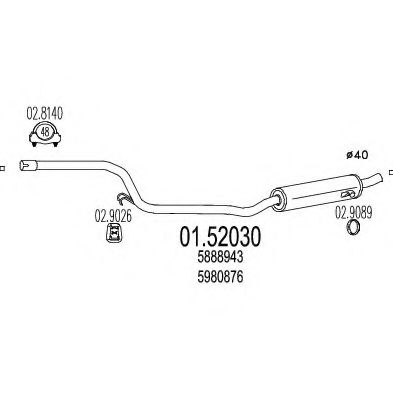 Средний глушитель выхлопных газов MTS 01.52030