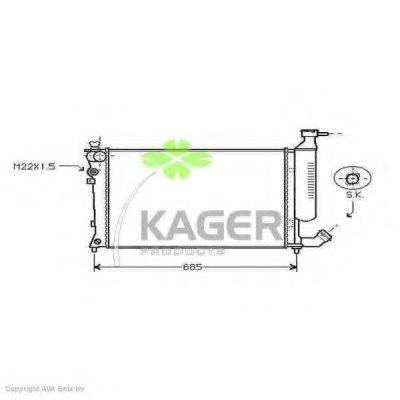 Радиатор, охлаждение двигателя KAGER 31-0195