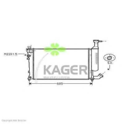 Радиатор, охлаждение двигателя KAGER 31-0198