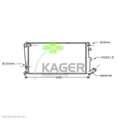 Радиатор, охлаждение двигателя KAGER 31-3596