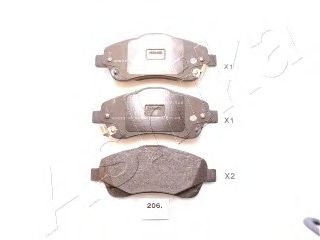 Комплект тормозных колодок, дисковый тормоз ASHIKA 50-02-206