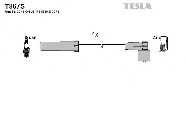 Комплект проводов зажигания TESLA T867S