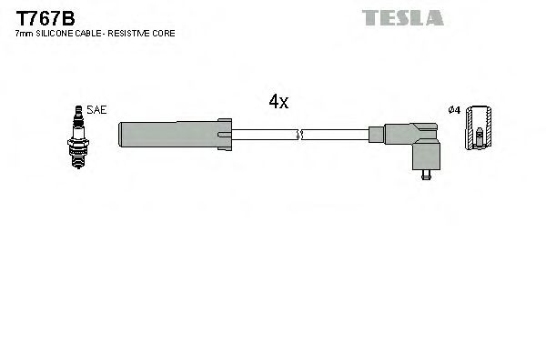 Комплект проводов зажигания TESLA T767B