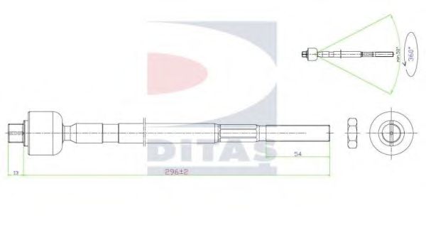 Осевой шарнир, рулевая тяга DITAS A2-5398