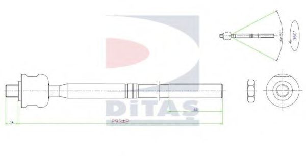 Осевой шарнир, рулевая тяга DITAS A2-5633