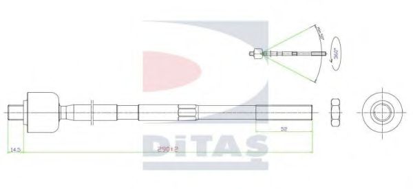 Осевой шарнир, рулевая тяга DITAS A2-5662