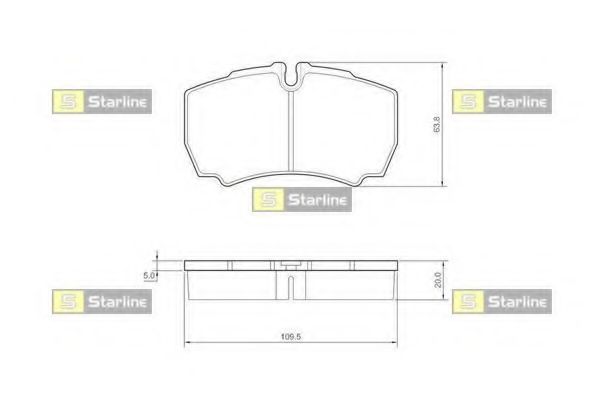Комплект тормозных колодок, дисковый тормоз STARLINE BD S432