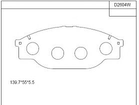 Комплект тормозных колодок, дисковый тормоз ASIMCO KD2604W