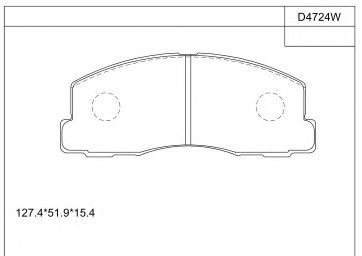 Комплект тормозных колодок, дисковый тормоз ASIMCO KD4724W