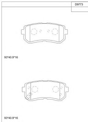 Комплект тормозных колодок, дисковый тормоз ASIMCO KD9773