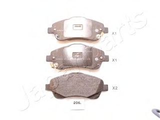 Комплект тормозных колодок, дисковый тормоз JAPANPARTS PA-206AF