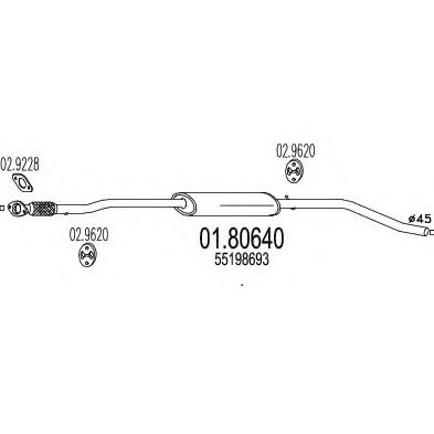 Средний глушитель выхлопных газов MTS 01.80640