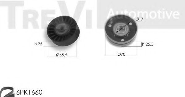 Комплект роликов, поликлиновой ремень TREVI AUTOMOTIVE KA1089F