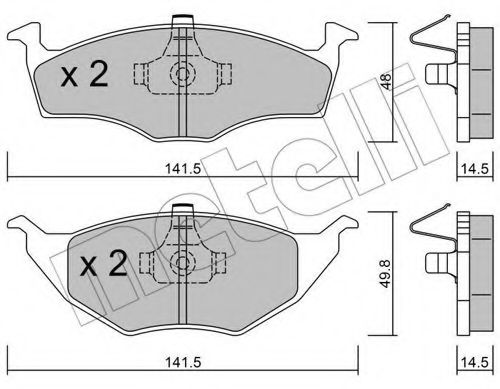 Комплект тормозных колодок, дисковый тормоз METELLI 22-0345-0