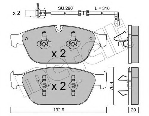 Комплект тормозных колодок, дисковый тормоз METELLI 22-0954-0K
