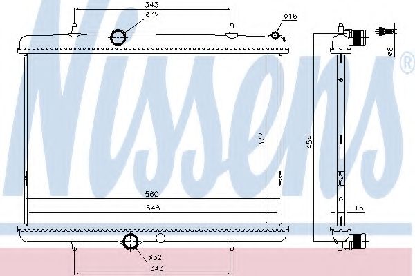 Радиатор, охлаждение двигателя NISSENS 636036