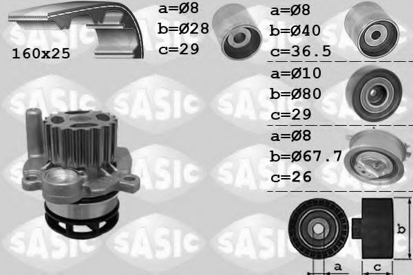 Водяной насос + комплект зубчатого ремня SASIC 3906079