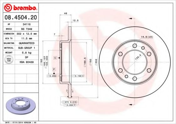 Тормозной диск BRECO BS 7349