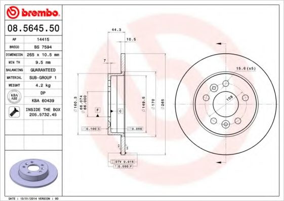 Тормозной диск BRECO BS 7594