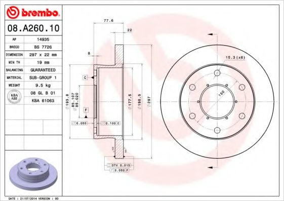 Тормозной диск BRECO BS 7726