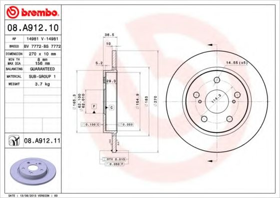 Тормозной диск BRECO BS 7772