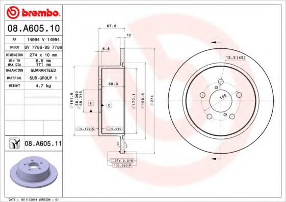 Тормозной диск BRECO BS 7786