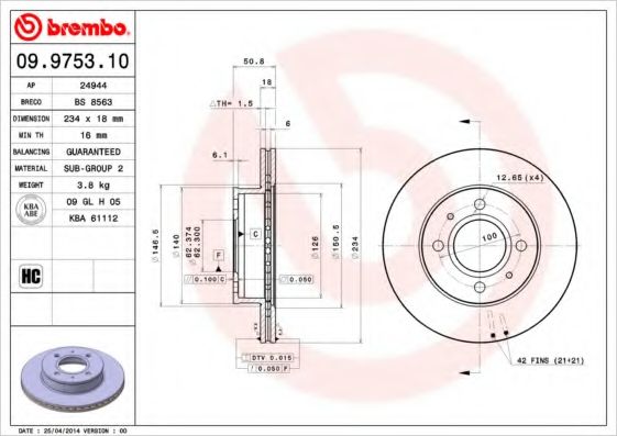 Тормозной диск BRECO BS 8563