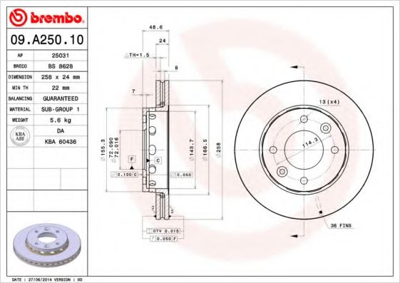 Тормозной диск BRECO BS 8628