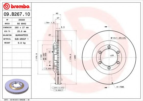 Тормозной диск BRECO BS 8942