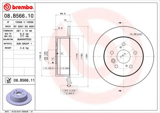 Тормозной диск BRECO BV 6061