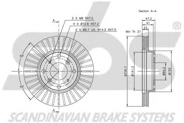 Тормозной диск EURODEAL AUTOPARTS 958