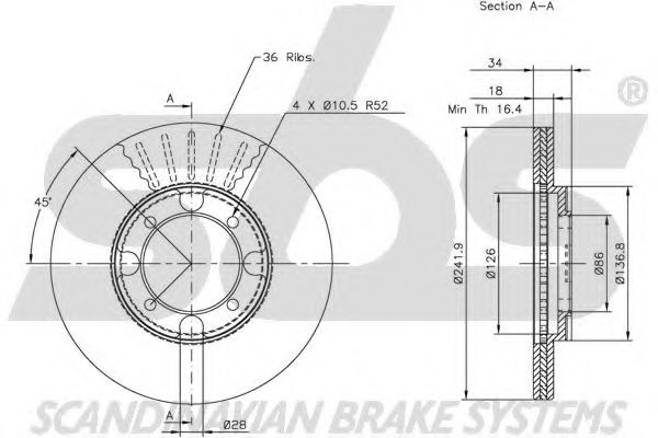 Тормозной диск EURODEAL AUTOPARTS 575