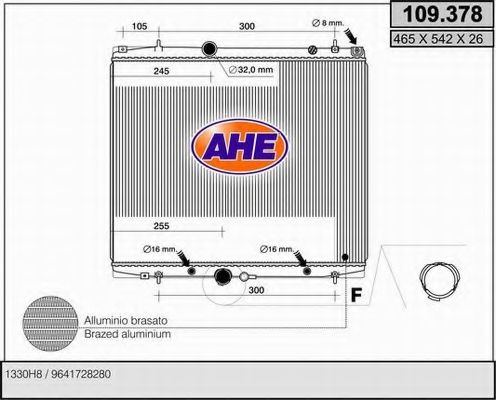 Радиатор, охлаждение двигателя AHE 109.378