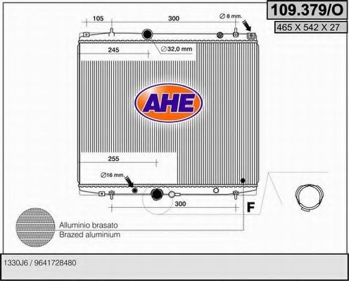 Радиатор, охлаждение двигателя AHE 109.379/O