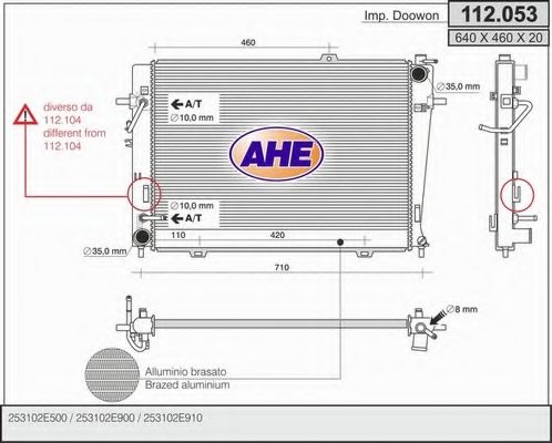 Радиатор, охлаждение двигателя AHE 112.053