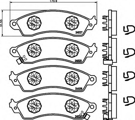 Комплект тормозных колодок, дисковый тормоз HELLA PAGID 8DB 355 021-031