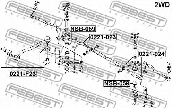 Наконечник поперечной рулевой тяги FEBEST 0221-023