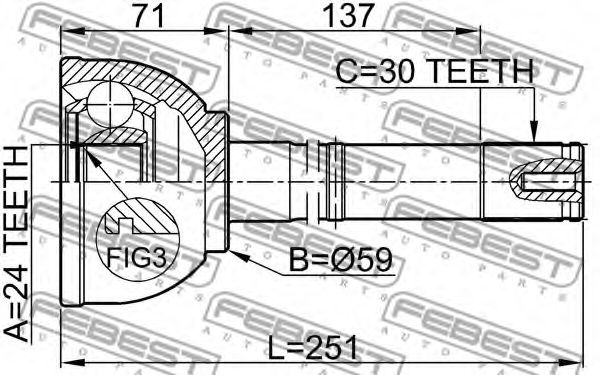 Шарнир, приводной вал FEBEST 0110058