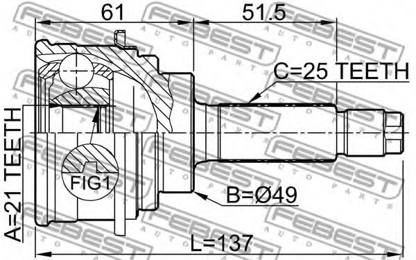 Шарнир, приводной вал FEBEST 0710018