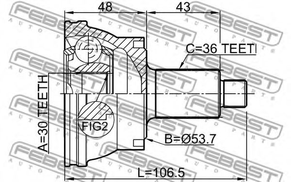 Шарнир, приводной вал FEBEST 2310036