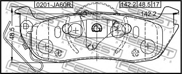 Комплект тормозных колодок, дисковый тормоз FEBEST 0201-JA60R