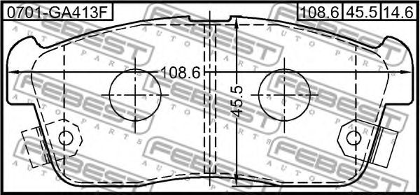 Комплект тормозных колодок, дисковый тормоз FEBEST 0701-GA413F